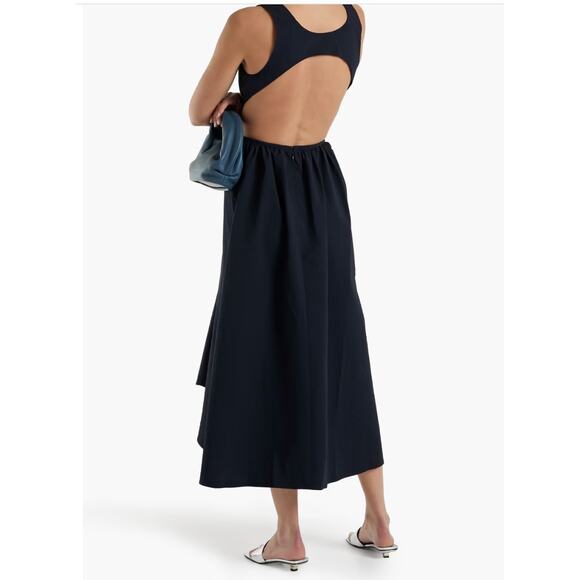 DEVEAUX Madelyn Cutout Cotton-seersucker Midi Dress - Picture 13 of 14